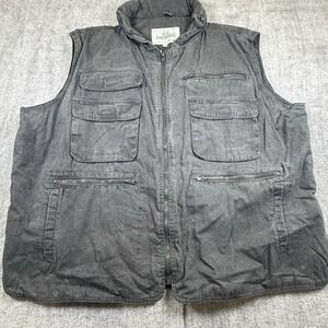 Vintage JJ. Cochran Utility Vest Men's 3XL Convertible Jacket Gray Fishing Field